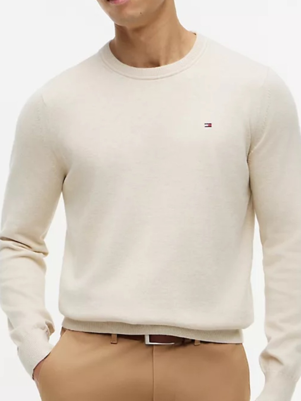 Tommy Hilfiger Men's ecru Crewneck Sweater